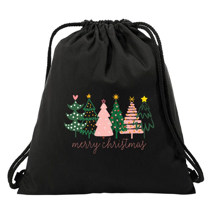 Boho Christmas Tree funny holiday Drawstring Bag