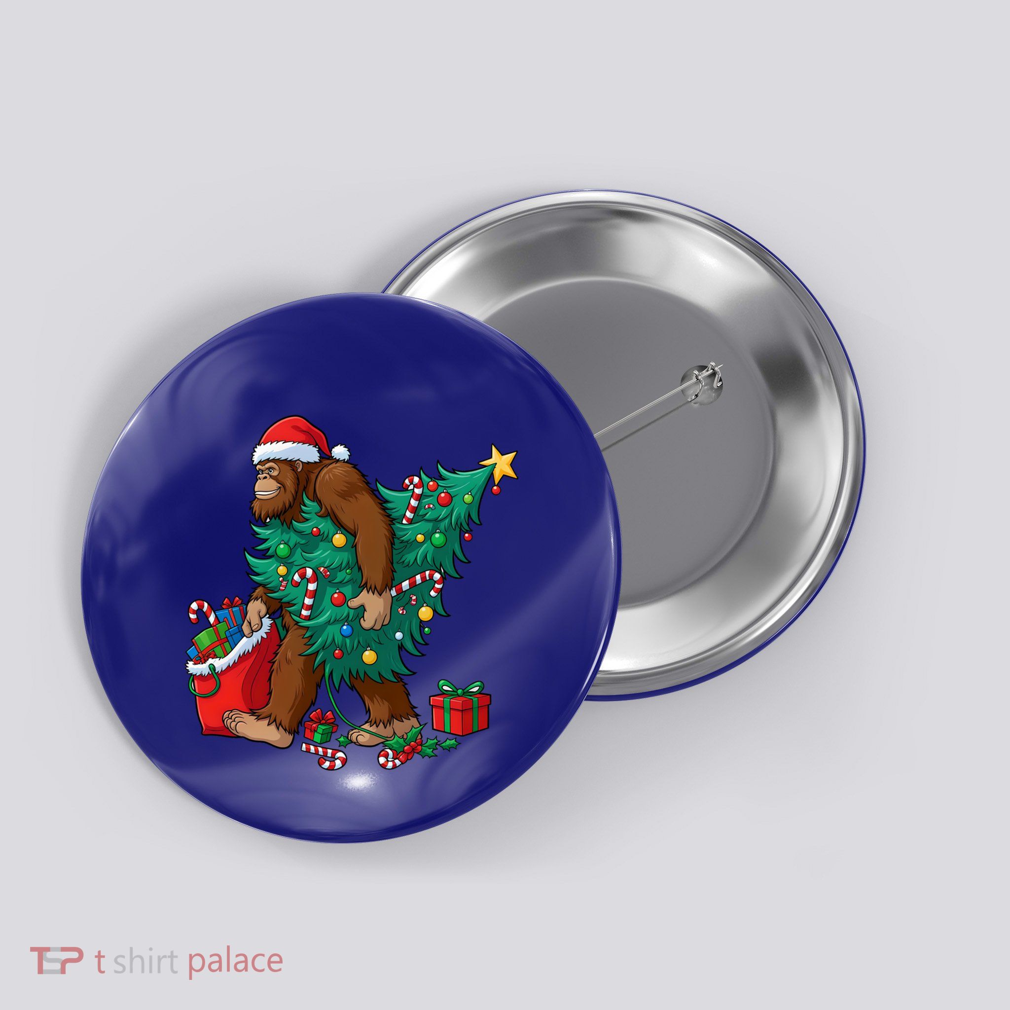 Bigfoot Christmas Tree Lights Xmas Sasquatch Lovers Cool Gift Button