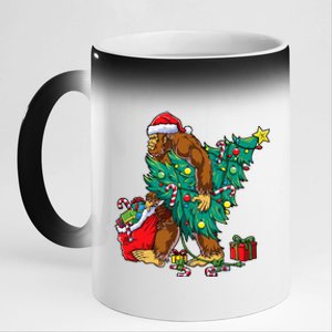 Bigfoot Christmas Tree Lights Xmas Sasquatch Lovers 11oz Black Color Changing Mug