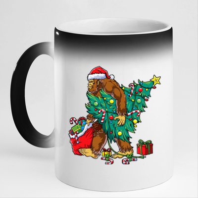 Bigfoot Christmas Tree Lights Xmas Sasquatch Lovers 11oz Black Color Changing Mug