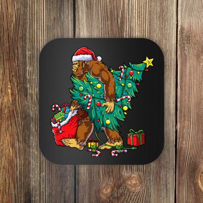 Bigfoot Christmas Tree Lights Xmas Sasquatch Lovers Coaster