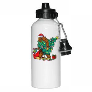 Bigfoot Christmas Tree Lights Xmas Sasquatch Lovers Aluminum Water Bottle