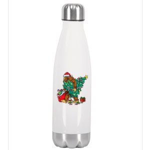 Bigfoot Christmas Tree Lights Xmas Sasquatch Lovers Stainless Steel Insulated Water Bottle