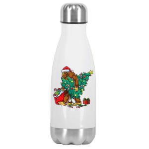 Bigfoot Christmas Tree Lights Xmas Sasquatch Lovers Stainless Steel Insulated Water Bottle