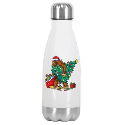 Bigfoot Christmas Tree Lights Xmas Sasquatch Lovers Stainless Steel Insulated Water Bottle