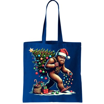 Bigfoot Christmas Tree Lights Xmas Sasquatch Lovers Gift Tote Bag