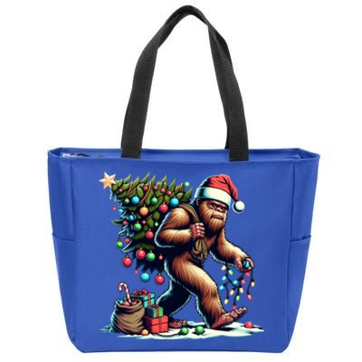 Bigfoot Christmas Tree Lights Xmas Sasquatch Lovers Gift Zip Tote Bag