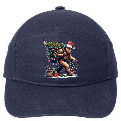 Bigfoot Christmas Tree Lights Xmas Sasquatch Lovers Gift 7-Panel Snapback Hat