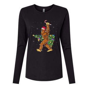 Bigfoot Christmas Tree Lights Sasquatch Lovers Womens Cotton Relaxed Long Sleeve T-Shirt