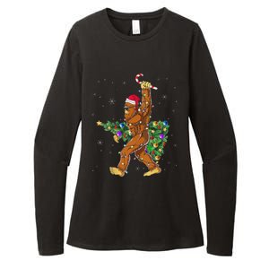 Bigfoot Christmas Tree Lights Sasquatch Lovers Womens CVC Long Sleeve Shirt