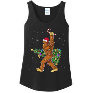 Bigfoot Christmas Tree Lights Sasquatch Lovers Ladies Essential Tank