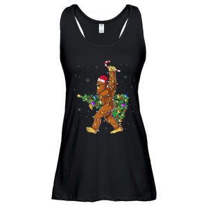 Bigfoot Christmas Tree Lights Sasquatch Lovers Ladies Essential Flowy Tank