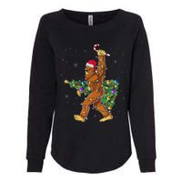 Bigfoot Christmas Tree Lights Sasquatch Lovers Womens California Wash Sweatshirt