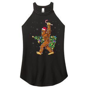 Bigfoot Christmas Tree Lights Sasquatch Lovers Women's Perfect Tri Rocker Tank