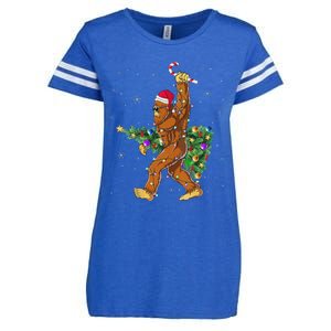 Bigfoot Christmas Tree Lights Sasquatch Lovers Enza Ladies Jersey Football T-Shirt