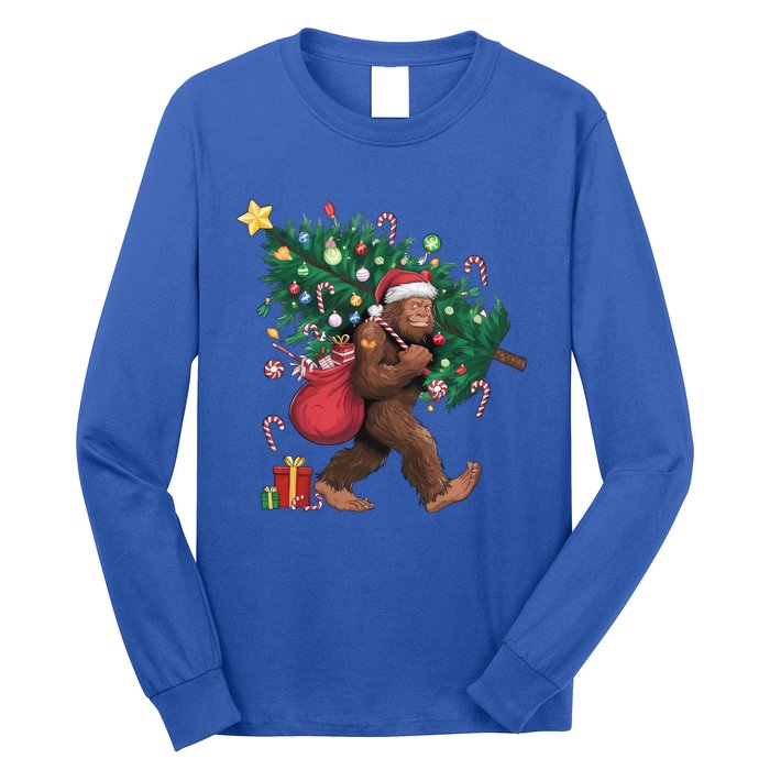 Bigfoot Christmas Tree Lights Xmas Santa Sasquatch Lovers Cool Gift Long Sleeve Shirt