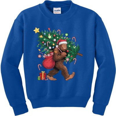 Bigfoot Christmas Tree Lights Xmas Santa Sasquatch Lovers Cool Gift Kids Sweatshirt