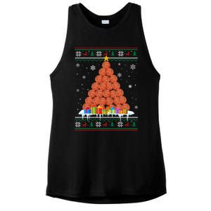 Basketball Christmas Tree Funny Ugly Christmas Sweater Gift Ladies PosiCharge Tri-Blend Wicking Tank