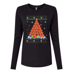 Basketball Christmas Tree Funny Ugly Christmas Sweater Gift Womens Cotton Relaxed Long Sleeve T-Shirt