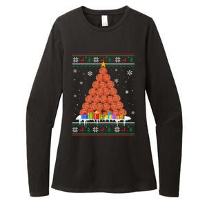 Basketball Christmas Tree Funny Ugly Christmas Sweater Gift Womens CVC Long Sleeve Shirt