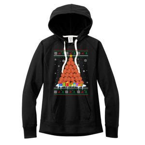 Basketball Christmas Tree Funny Ugly Christmas Sweater Gift Women's Fleece Hoodie