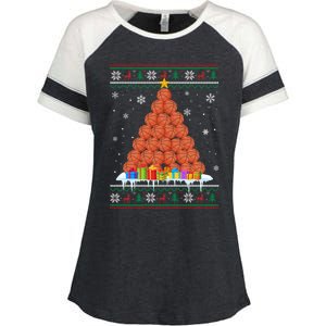 Basketball Christmas Tree Funny Ugly Christmas Sweater Gift Enza Ladies Jersey Colorblock Tee