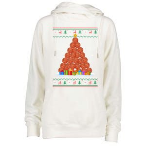 Basketball Christmas Tree Funny Ugly Christmas Sweater Gift Womens Funnel Neck Pullover Hood