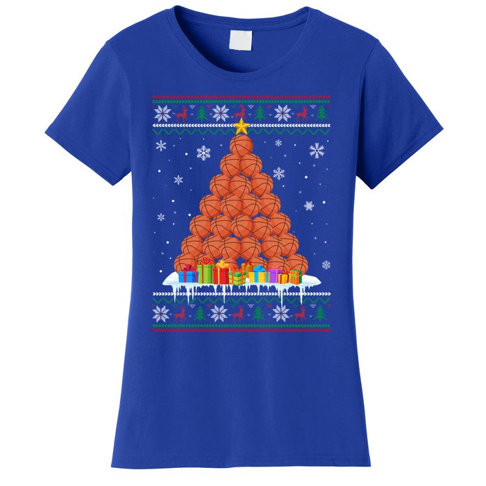 Basketball Christmas Tree Funny Ugly Christmas Sweater Gift Women's T-Shirt