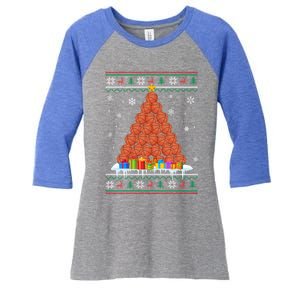 Basketball Christmas Tree Funny Ugly Christmas Sweater Gift Women's Tri-Blend 3/4-Sleeve Raglan Shirt