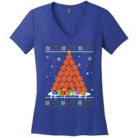 Basketball Christmas Tree Funny Ugly Christmas Sweater Gift Women's V-Neck T-Shirt