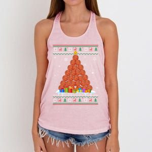 Basketball Christmas Tree Funny Ugly Christmas Sweater Gift Women's Knotted Racerback Tank