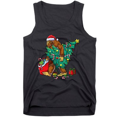 Bigfoot Christmas Tree Lights Xmas Sasquatch Lovers Tank Top