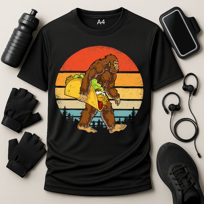 Bigfoot Carrying Taco Funny Cinco De Mayo Men Sasquatch Performance Shirt