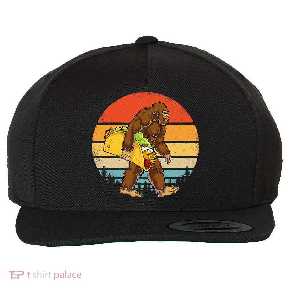 Bigfoot Carrying Taco Funny Cinco De Mayo Men Sasquatch Wool Snapback Cap
