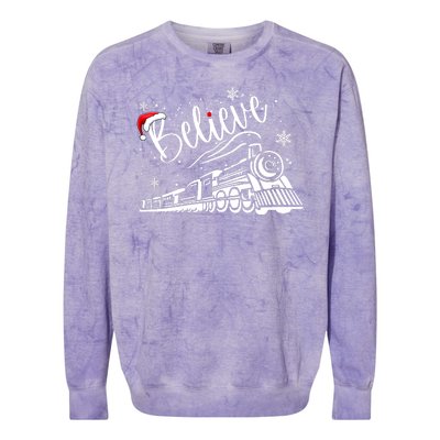 Believe Christmas Train Holiday Colorblast Crewneck Sweatshirt