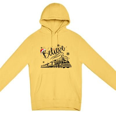 Believe Christmas Train Holiday Premium Pullover Hoodie