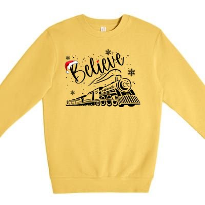 Believe Christmas Train Holiday Premium Crewneck Sweatshirt