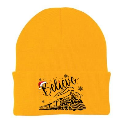 Believe Christmas Train Holiday Knit Cap Winter Beanie