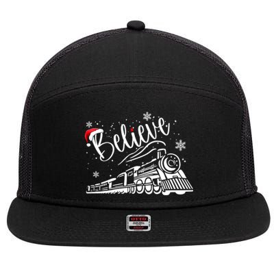 Believe Christmas Train Holiday 7 Panel Mesh Trucker Snapback Hat