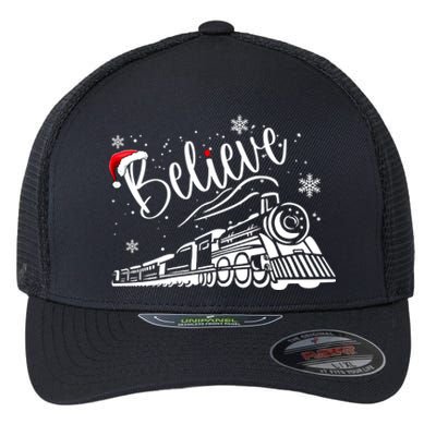 Believe Christmas Train Holiday Flexfit Unipanel Trucker Cap