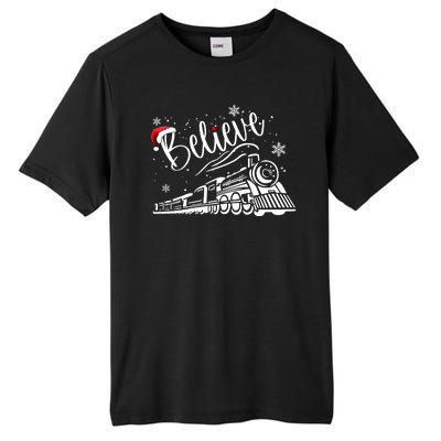 Believe Christmas Train Holiday Tall Fusion ChromaSoft Performance T-Shirt