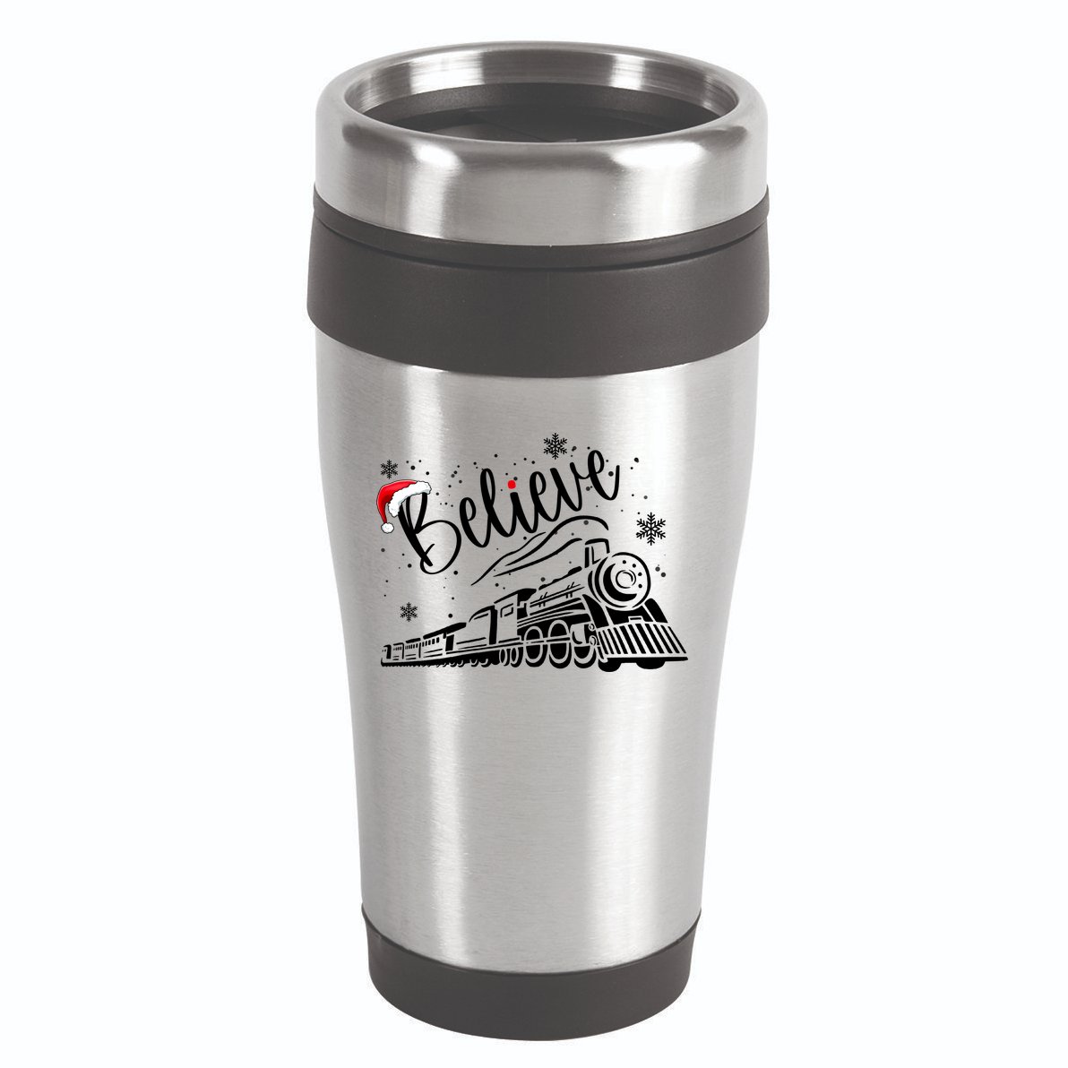 Believe Christmas Train Holiday 16oz Travel Tumbler