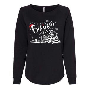 Believe Christmas Train Holiday Womens California Wash Sweatshirt