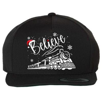 Believe Christmas Train Holiday Wool Snapback Cap