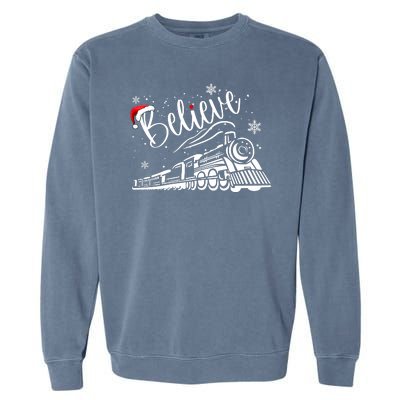 Believe Christmas Train Holiday Garment-Dyed Sweatshirt