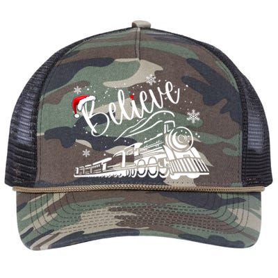 Believe Christmas Train Holiday Retro Rope Trucker Hat Cap