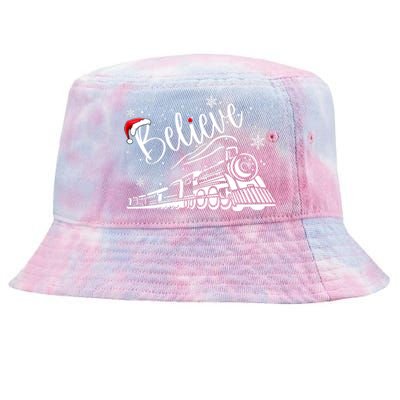 Believe Christmas Train Holiday Tie-Dyed Bucket Hat