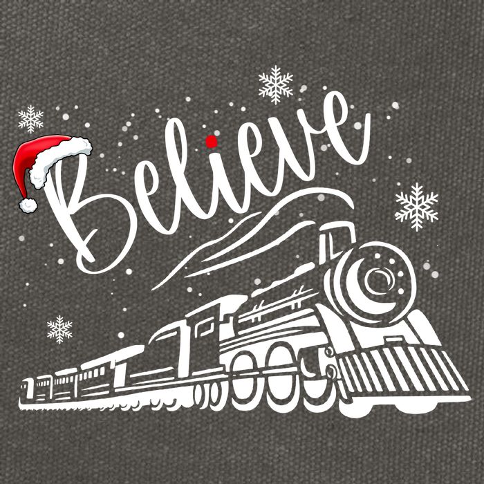 Believe Christmas Train Holiday Cotton Canvas Backpack
