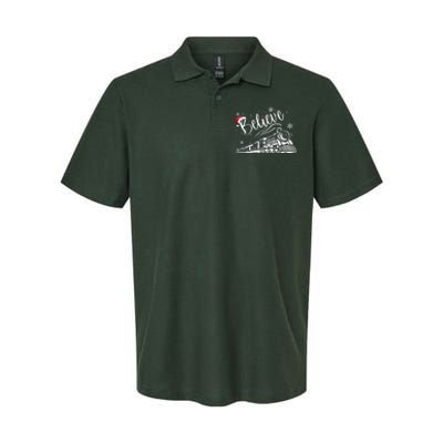 Believe Christmas Train Holiday Softstyle Adult Sport Polo