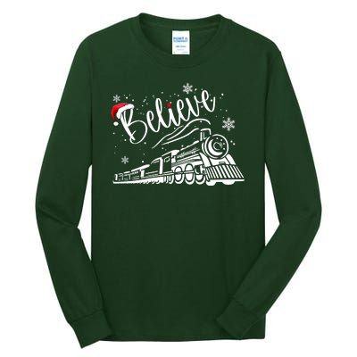 Believe Christmas Train Holiday Tall Long Sleeve T-Shirt